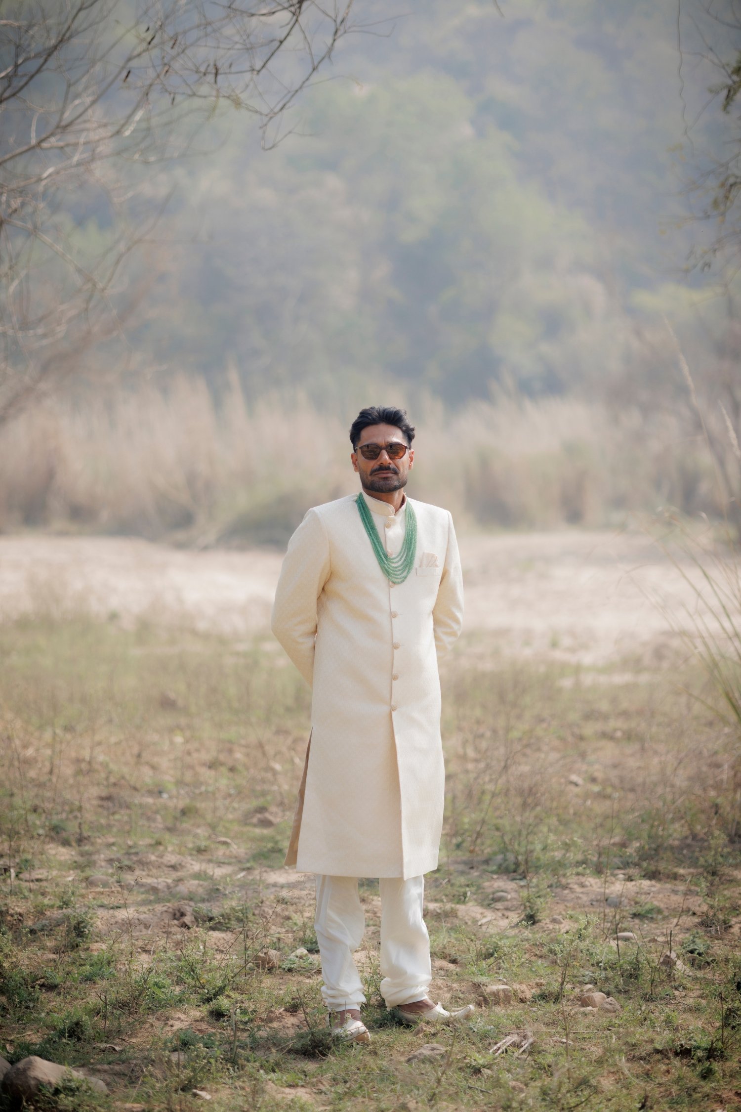 Aariz Ivory Layered Sherwani Set - Image 3