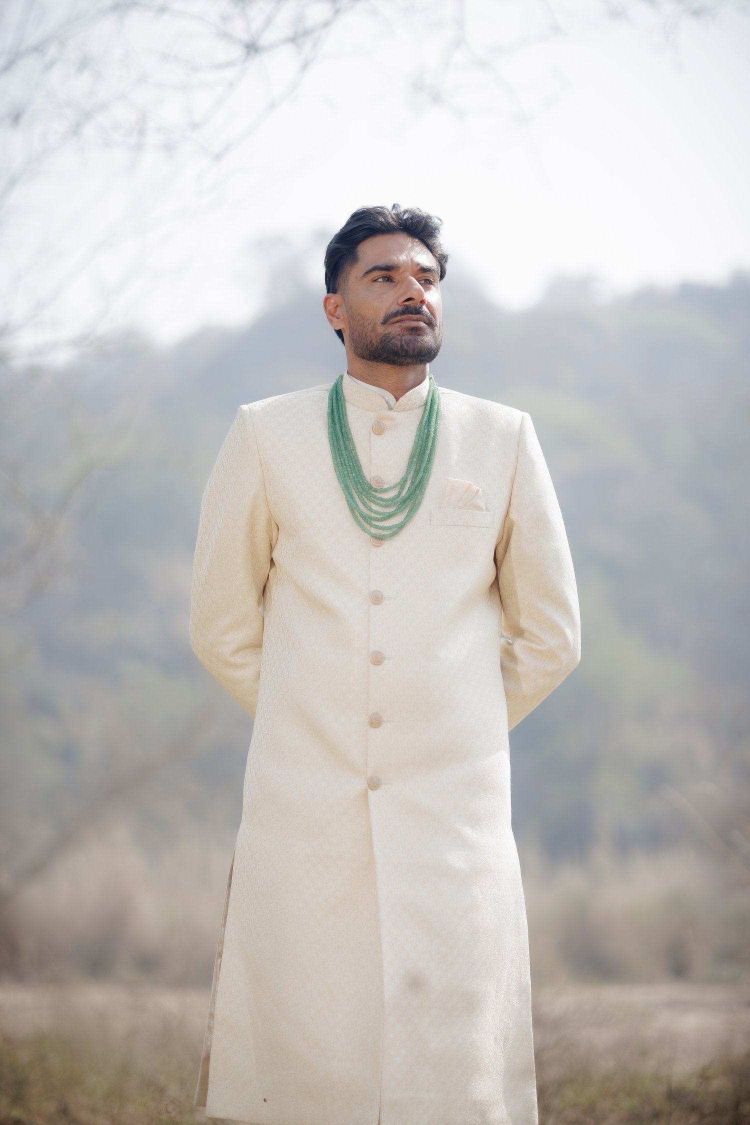 Aariz Ivory Layered Sherwani Set