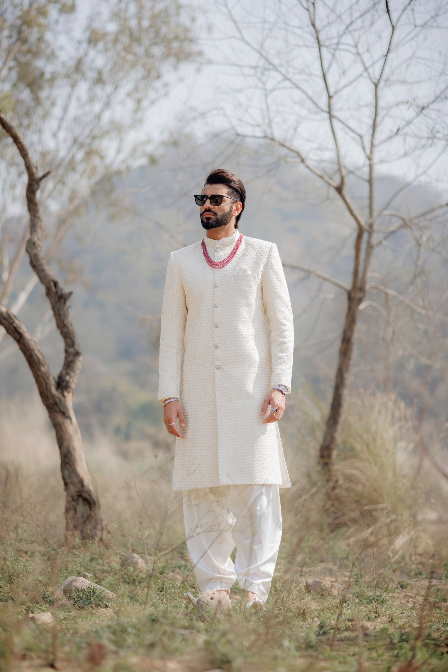 Noor Ivory Classic Sherwani Set - Image 3