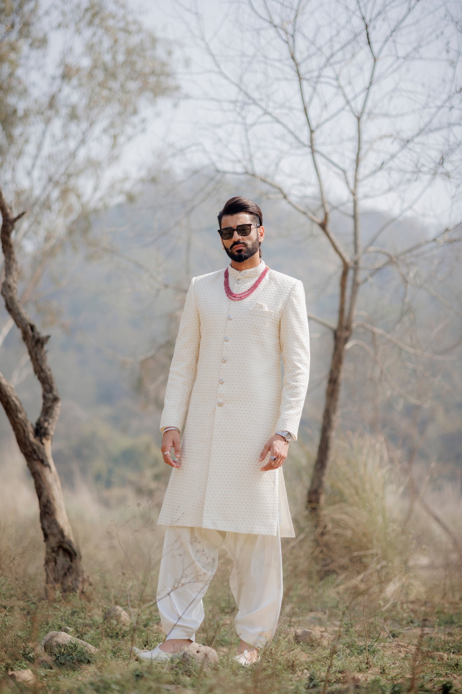 Noor Ivory Classic Sherwani Set - Image 2