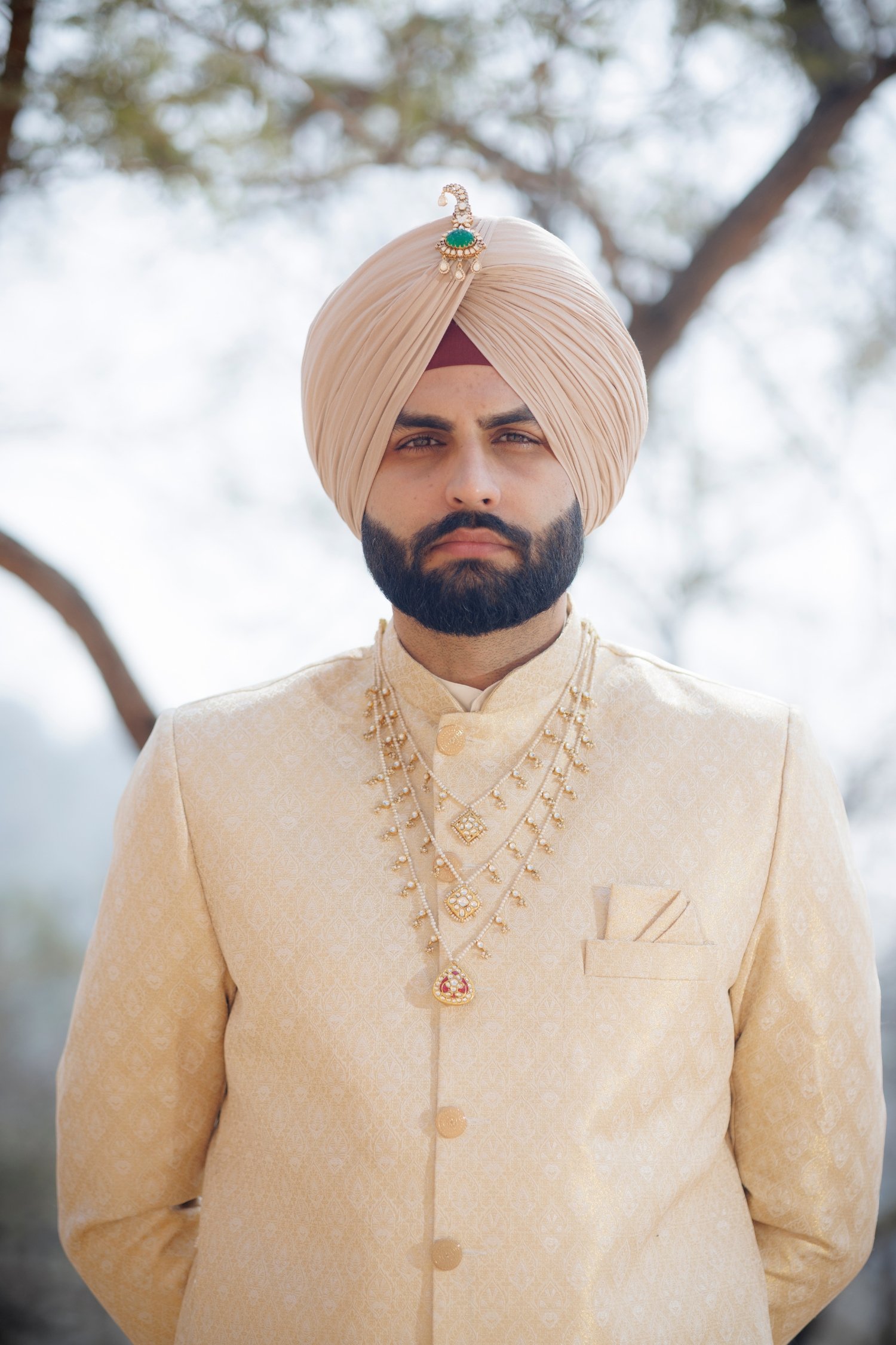 Ivory Zari Embroidered Sherwani Set - Image 3