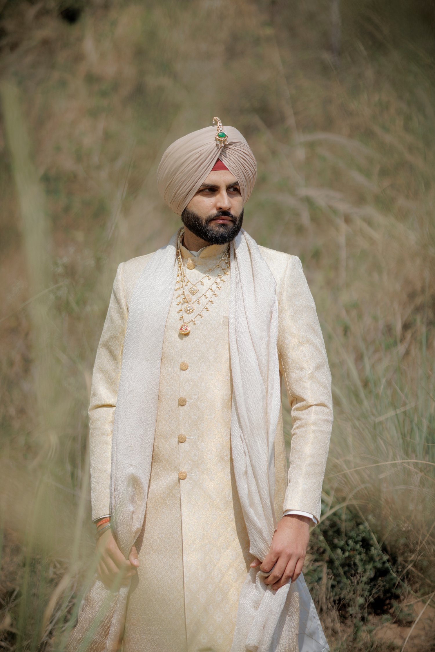 Ivory Zari Embroidered Sherwani Set - Image 2